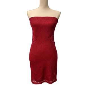 Forever 21 strapless lace dress maroon size M